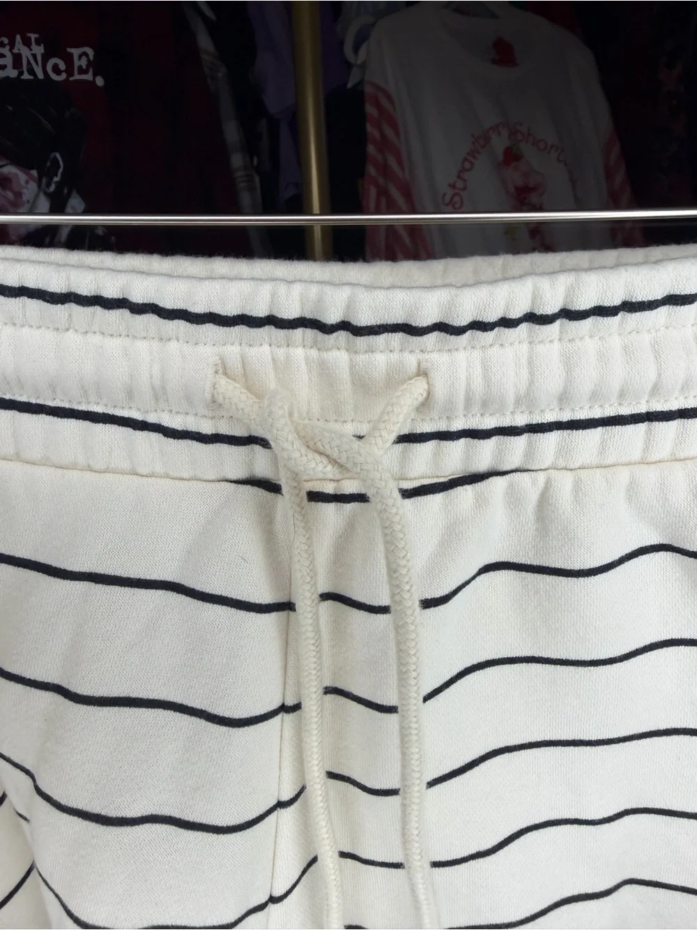 Universal Thread Cream Striped Drawstring Athletic Shorts